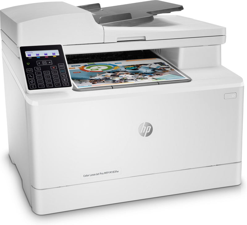 HP Color LaserJet Pro MFP M183fw, Printen, kopiëren, scannen, faxen, Automatische documentinvoer voor 35 vel; Energiezuinig; Optimale beveiliging; Dual-band Wi-Fi