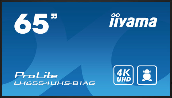 iiyama LH6554UHS-B1AG journal photo Écran plat de signalisation numérique 165,1 cm (65") LCD WiFi 500 cd/m² 4K Ultra HD Noir Type de processeur Android 11 24/7