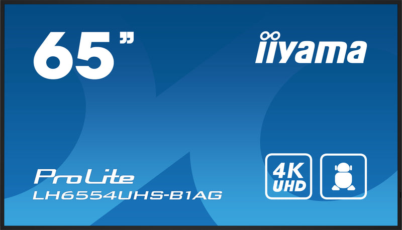 iiyama LH6554UHS-B1AG Bilderzeitung Digital Signage Flachbildschirm 165,1 cm (65") LCD WiFi 500 cd/m² 4K Ultra HD Schwarz Prozessortyp Android 11 24/7