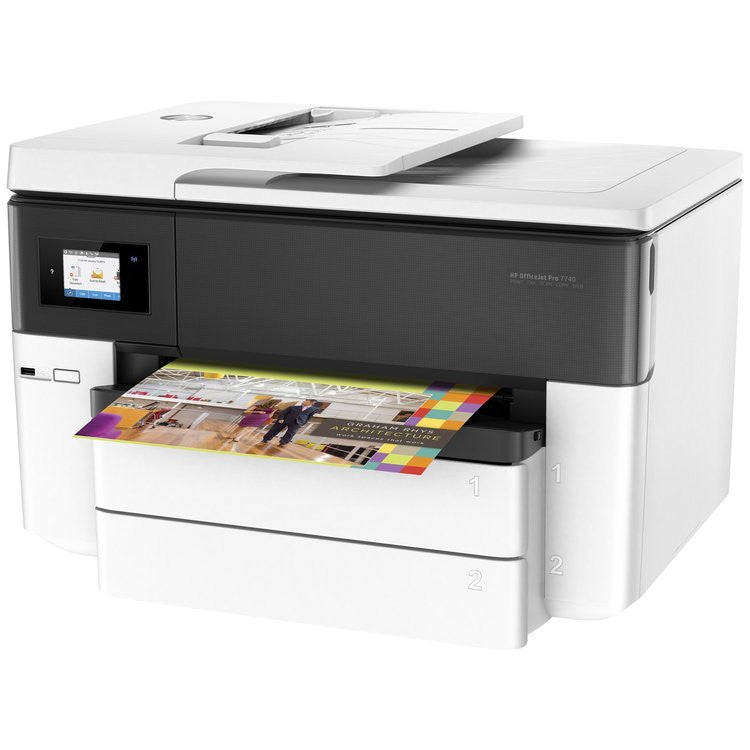 HP OfficeJet Pro 7740 Großformat-All-in-One-Drucker, Farbe, Drucker für kleine Büros, Drucken, Kopieren, Scannen, Faxen, 35-Blatt-Zuführung; Scannen an E-Mail