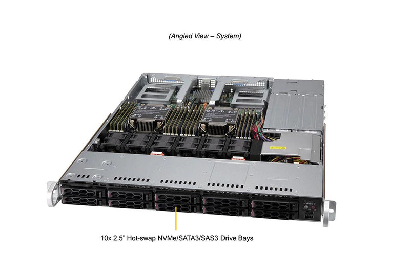 SUPERMICRO X12 CloudDC 1U 10X 2,5" Hybride X12DDW-A6 incl. x PSU SYS-120C-TN10R