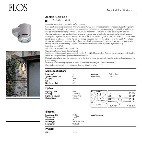 Flos Jackie LED 5W 220-230V WW 40 BK 4 8412801.4