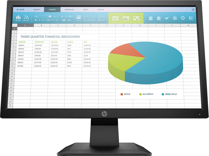 HP P204 computer monitor 49,5 cm (19.5") 1600 x 900 Pixels HD+ LED Zwart